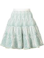 Sophie Theallet - Embroidered Flared Skirt - Women - Silk/polyamide/polyester - M, Green, Silk/polyamide/polyester