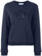Carven - Embroidered Motif Sweatshirt - Women - Cotton - S, Blue, Cotton