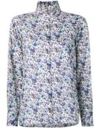 Vanessa Bruno Frilled Collar Floral Shirt - Blue