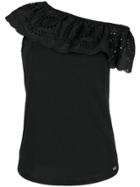 Liu Jo Open Embroidery One Shoulder Top - Black