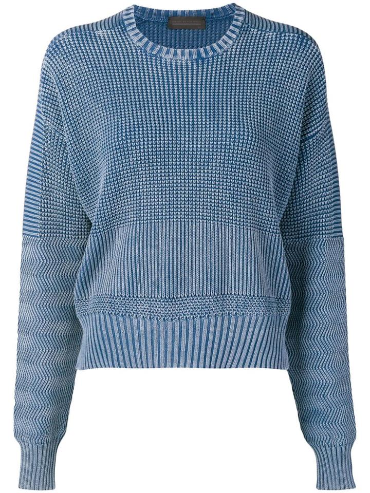 Diesel Black Gold Boxy Pullover In Military-stitch Cotton - Blue