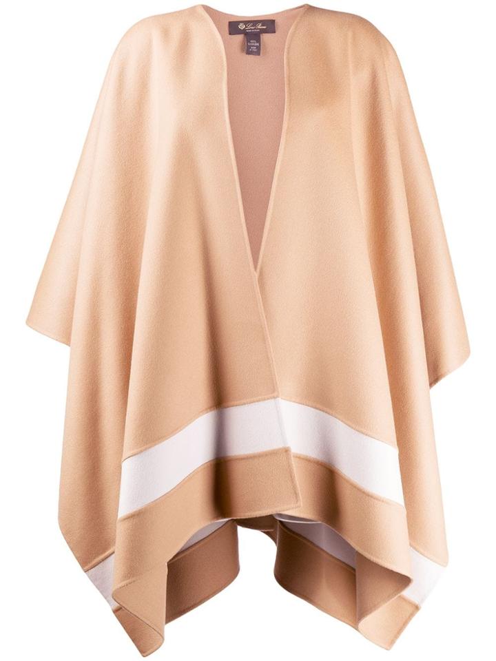 Loro Piana Striped Hem Cape - Neutrals