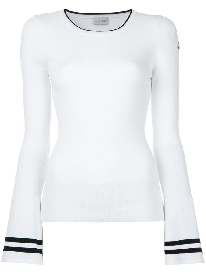 Moncler - Flared Sleeve Knitted Top - Women - Polyester/viscose - S, White, Polyester/viscose