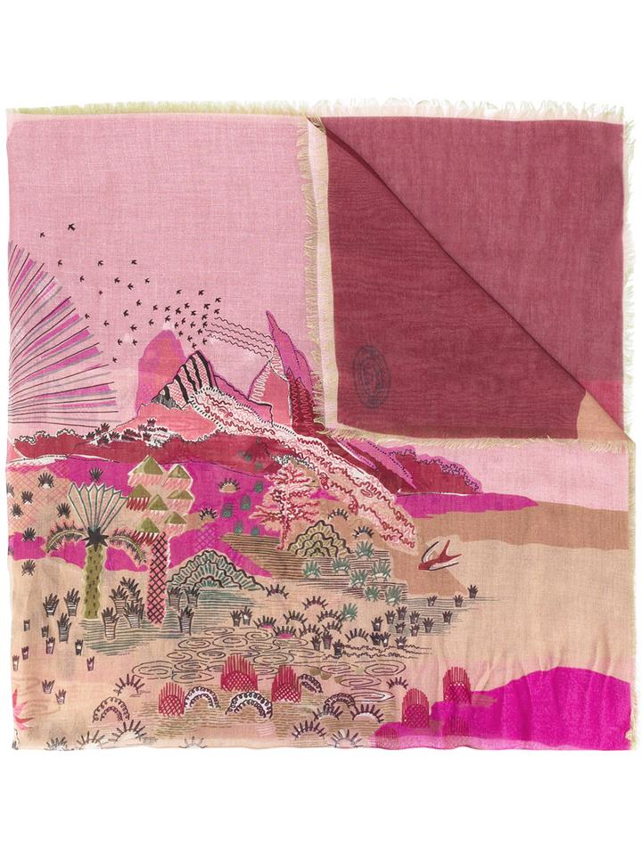 Valentino - Valentino Garavani Garden Of Earthly Delights Scarf - Women - Cashmere/modal - One Size, Pink/purple, Cashmere/modal