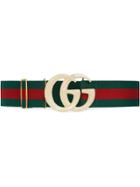 Gucci Elastic Web Belt With Double G Buckle - Green