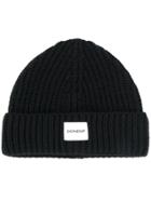 Dondup Logo Patch Knitted Beanie - Black