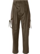 Balmain High Waist Trousers, Women's, Size: 36, Brown, Cotton/spandex/elastane