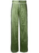 Aviù - Side-stripe Lurex Trousers - Women - Cotton/polyamide/polyester/spandex/elastane - 46, Green, Cotton/polyamide/polyester/spandex/elastane