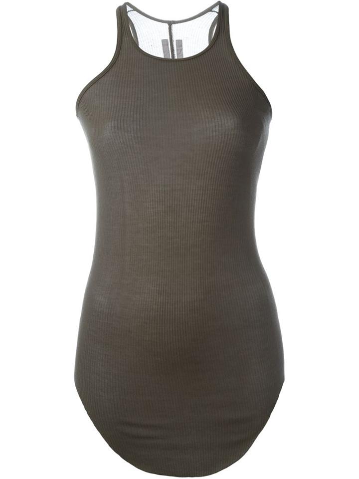 Rick Owens Curved Hem Tank Top, Women's, Size: 44, Green, Viscose/silk