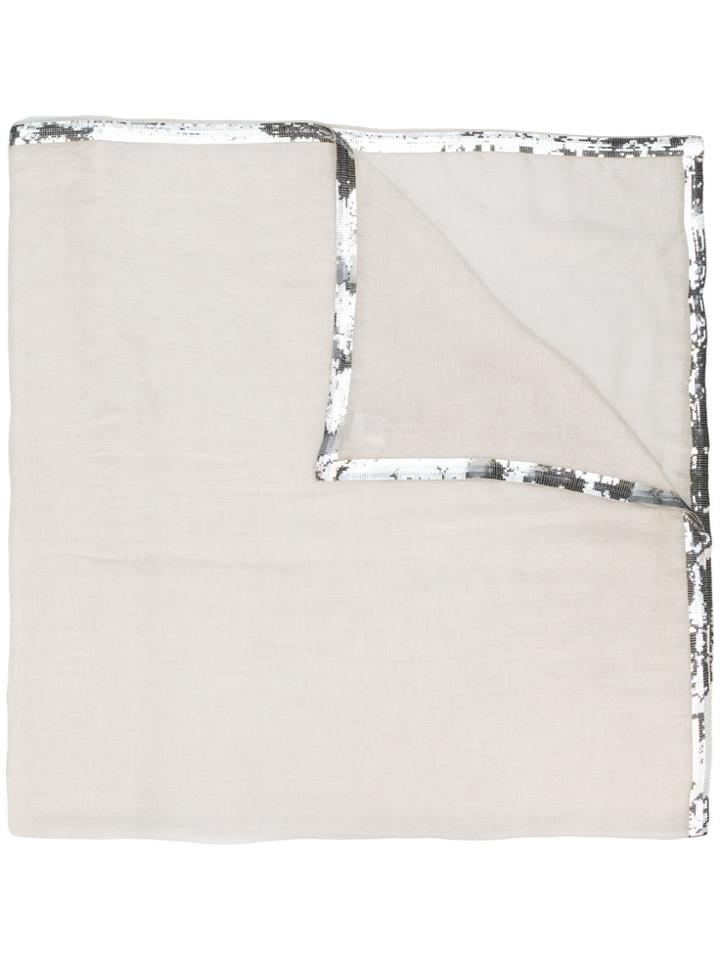 Faliero Sarti Sequin Embellished Scarf - Nude & Neutrals