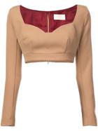 Sara Battaglia Cropped Jersey Top - Neutrals