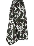 Marni Leaf Print Full Skirt, Women's, Size: 44, Green, Cotton/linen/flax