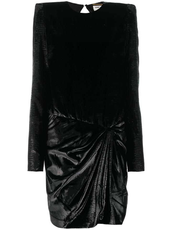 Saint Laurent Structured Shoulder Mini Dress - Black