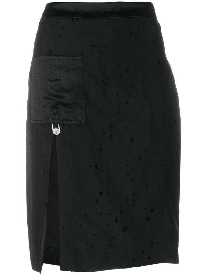 Versus Holey Slit Pencil Skirt - Black