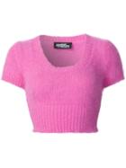 Jeremy Scott Cropped Knit Top, Women's, Size: 36, Pink/purple, Polyamide/angora
