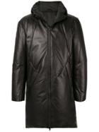 Loveless Leather Hooded Coat - Black