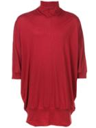 Nude Cropped Sleeves Jumper - Red