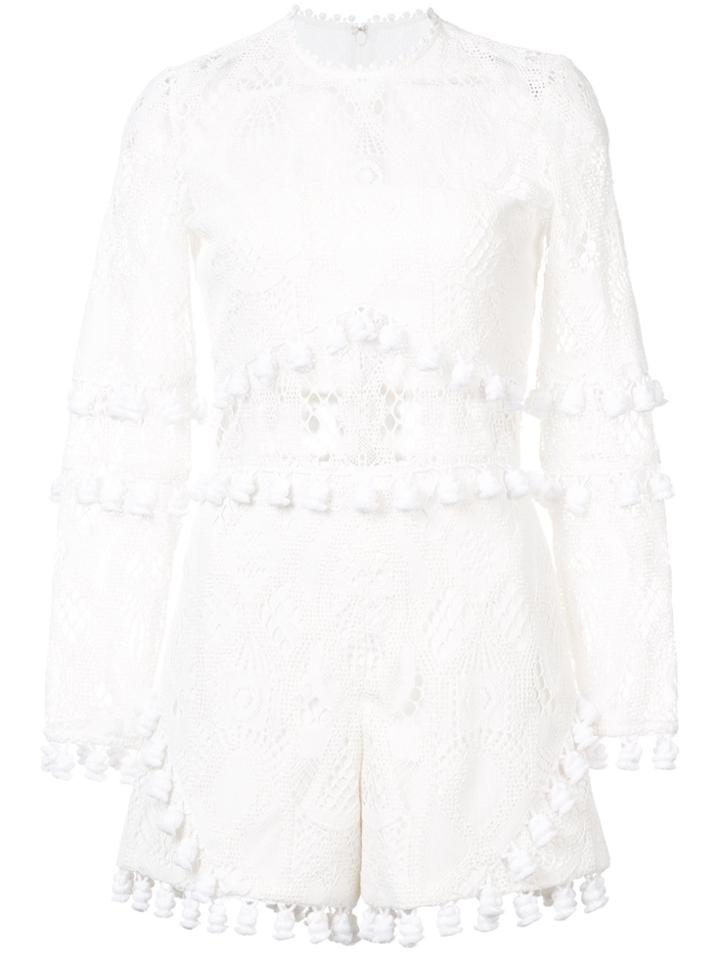 Alexis Crochet And Tassel Playsuit - White