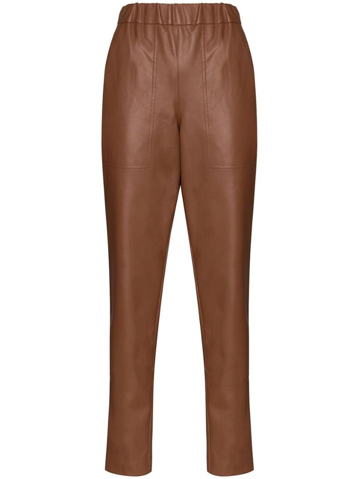 Tibi Straight-leg Pull-on Trousers - Brown