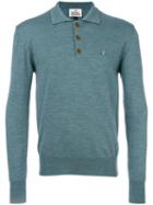 Vivienne Westwood - Embroidered Orb Henley Jumper - Men - Wool - Xxl, Blue, Wool