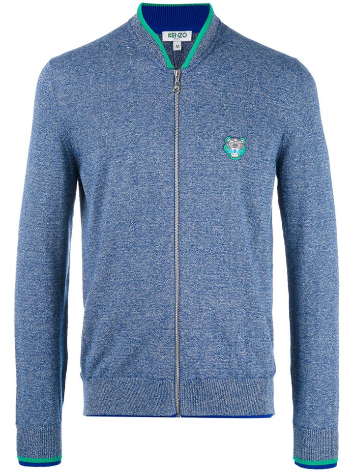 Kenzo Tiger Crest Zipped Cardigan - Blue