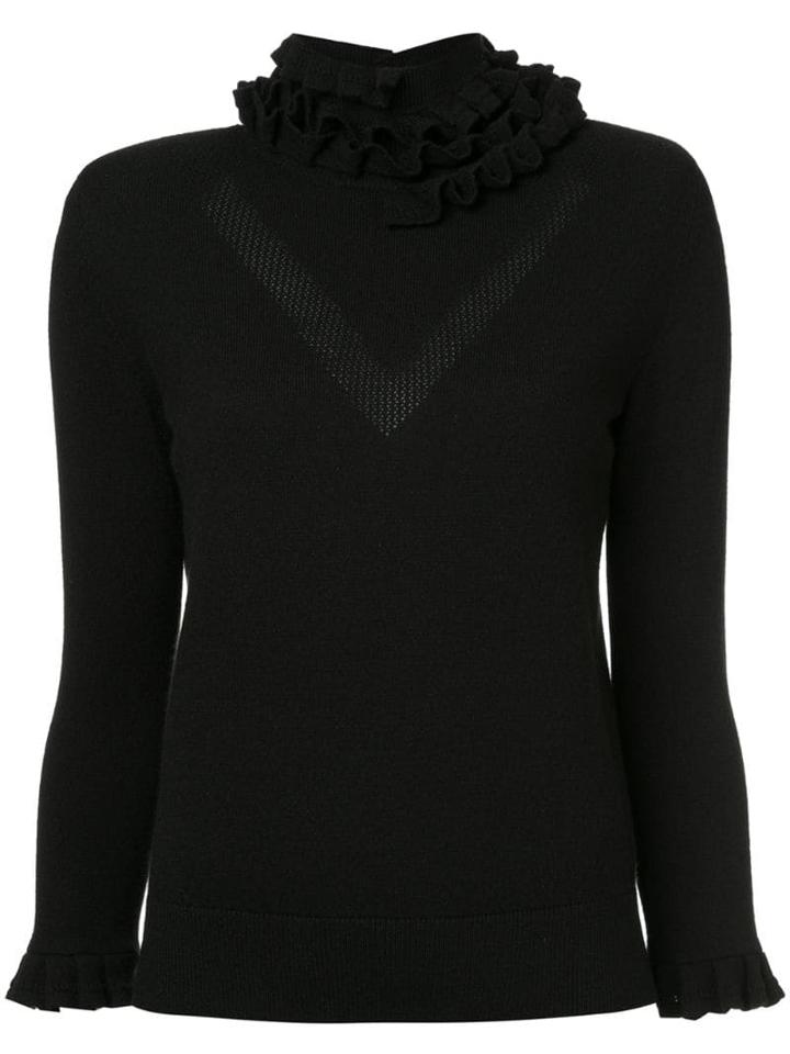 Barrie Flying Lace Cashmere Turtleneck Pullover - Black