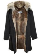 Army Yves Salomon Rabbit Fur Lined Parka, Women's, Size: 36, Black, Cotton/rabbit Fur/polyester