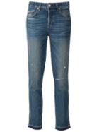 Amo Distressed Cropped Jeans, Women's, Size: 29, Blue, Cotton/spandex/elastane