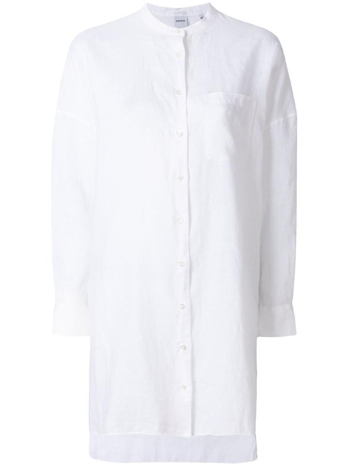 Aspesi Oversized Collarless Shirt - White