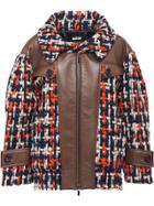 Miu Miu Wool And Leather Jacket - Brown