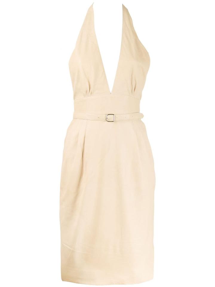 Hermès Pre-owned 2000's Plunge-neck Dress - Neutrals