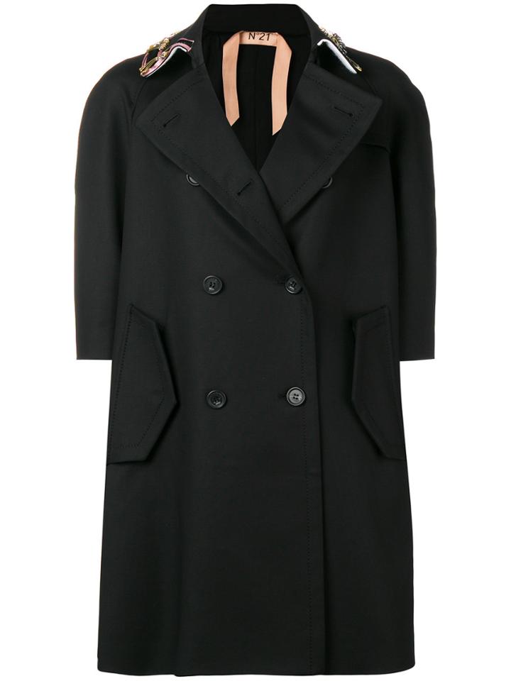 No21 Embellished Double-breasted Coat - Black