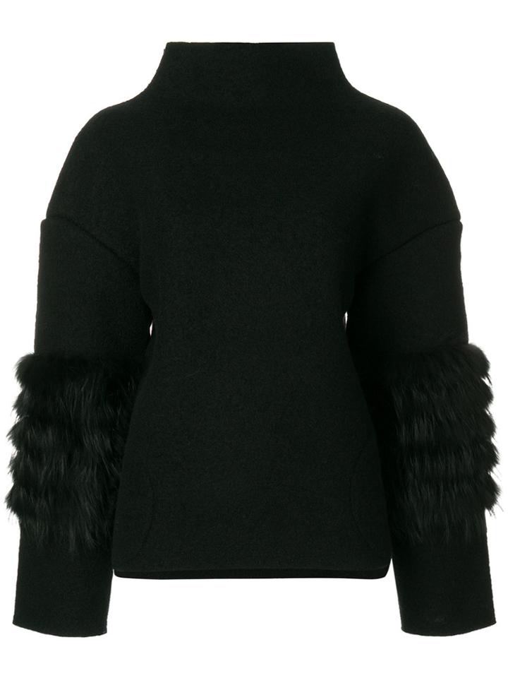 Saks Potts Fox Fur Trim Jumper - Black