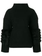 Saks Potts Fox Fur Trim Jumper - Black