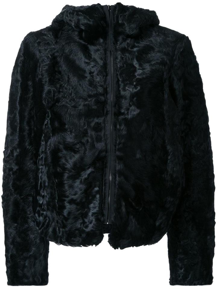 Kru Reversible Fur Zip-up Jacket - Black