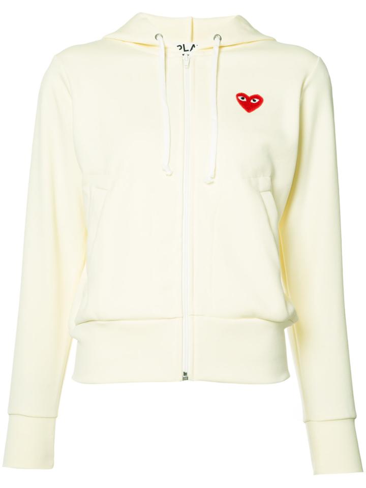Comme Des Garçons Play Heart Logo Hoodie - White