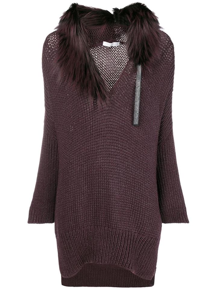 Fabiana Filippi Fur Knit Sweater - Pink & Purple