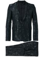Les Hommes Jacquard Suit, Men's, Size: 48, Black, Cotton/polyester/acetate