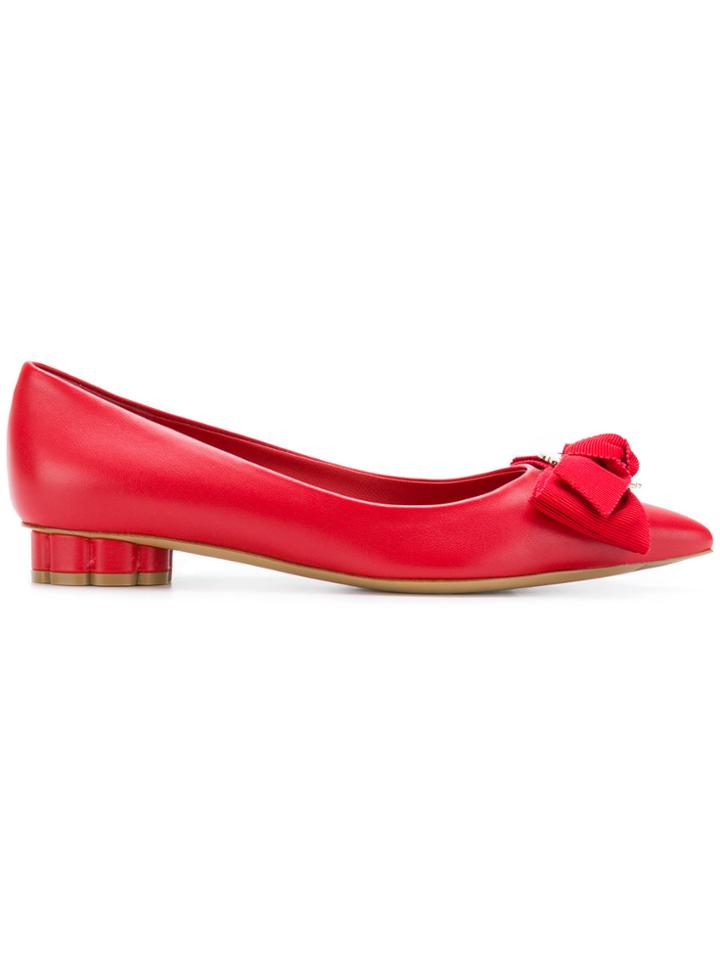 Salvatore Ferragamo Bow-embellished Pumps - Red