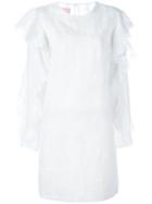 Giamba Ruffled Sleeves Dress, Women's, Size: 42, White, Cotton/polyester