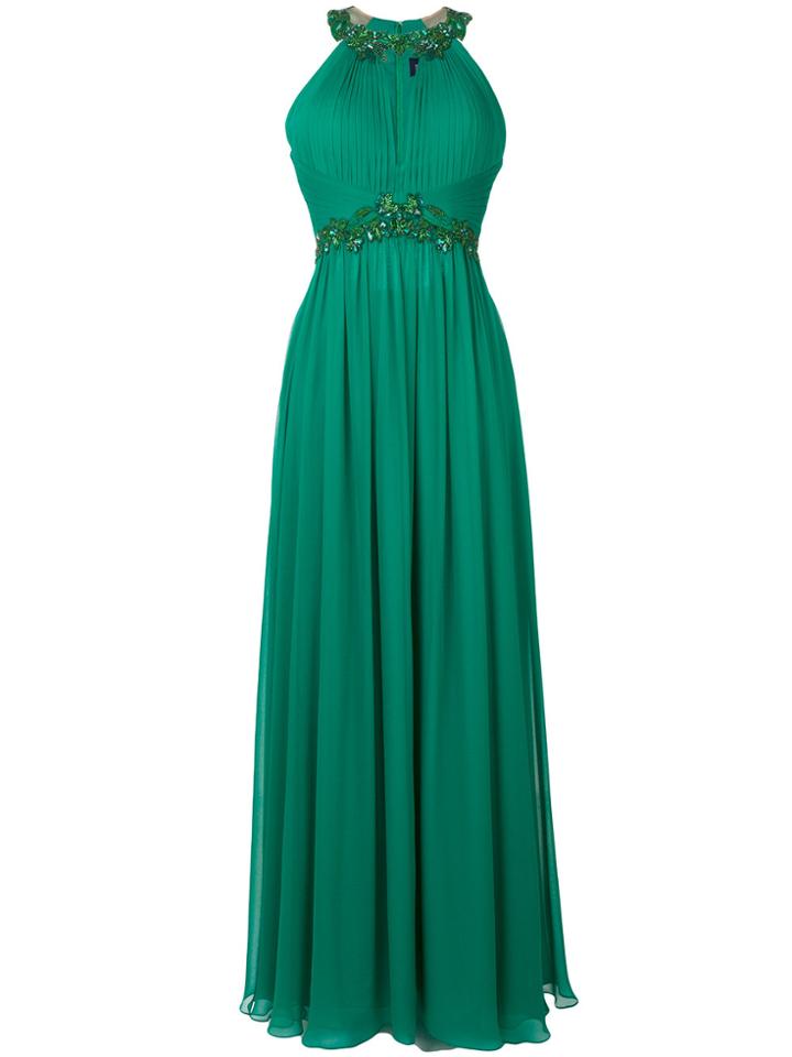 Marchesa Notte Delicate Embellished Dress - Green