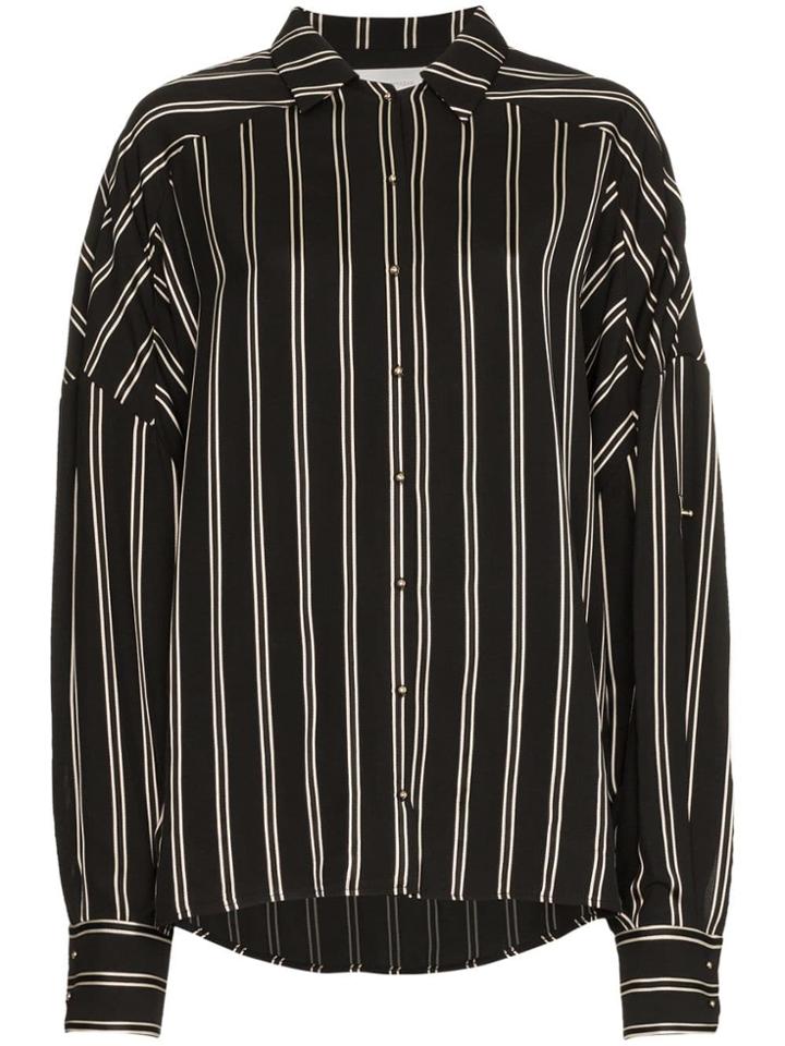 Esteban Cortazar Oversized Striped Shirt - Black