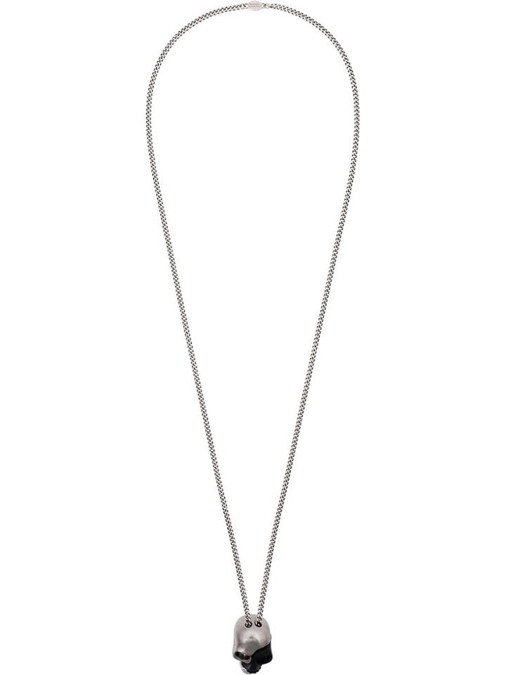 Alexander Mcqueen Divided Skull Pendant Necklace - Black