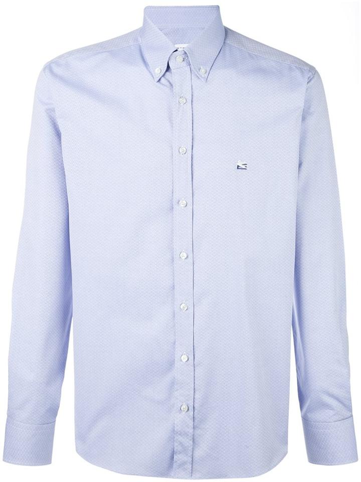 Etro Plain Shirt, Men's, Size: 40, Blue, Cotton
