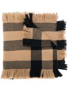 Burberry Checked Fringed Scarf - Brown