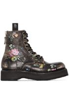 R13 Floral-print Textured-leather Ankle Boots - Black