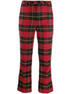 Twin-set Cropped Tartan Trousers - Red