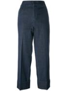 Pt01 - Flared Cropped Trousers - Women - Cotton/spandex/elastane - 42, Women's, Blue, Cotton/spandex/elastane