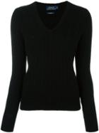 Polo Ralph Lauren Cable Knit V Neck Jumper, Women's, Size: Small, Black, Cashmere