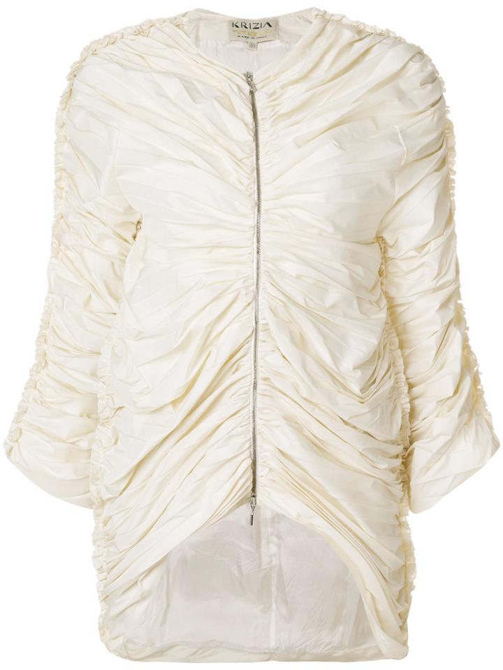 Krizia Vintage Gathered Zipped Jacket - White